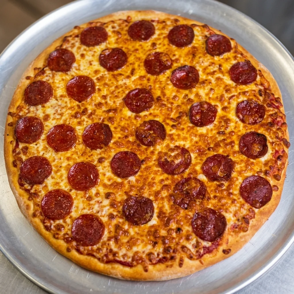 Classic pepperoni pizza at Sargent Flying Pizza in Winnipeg West End